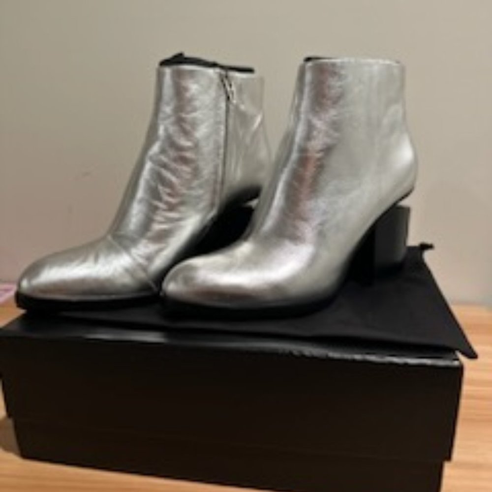 Alexander Wang Gabi Silver Metallic Boot - Size EU40 / US 10